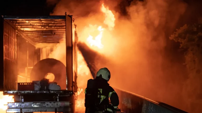 Bergungsarbeiten laufen: Lkw fängt auf Brücke Feuer – Straße und Bahnstrecke gesperrt