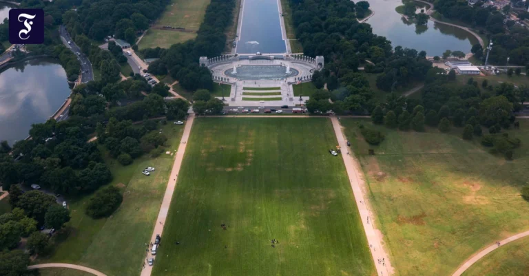 USA unter Trump: Anti-Trump-Slogan „8647“ riesig auf National Mall